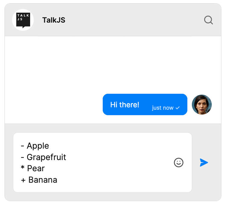 Chat with input containing markdown syntax to create an ordered list