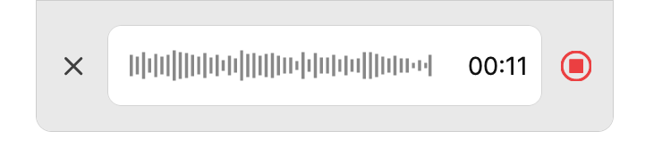 Chat interface showing the message field, with on the right-hand side a square stop button