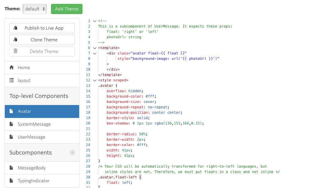 TalkJS Themes Editor UI